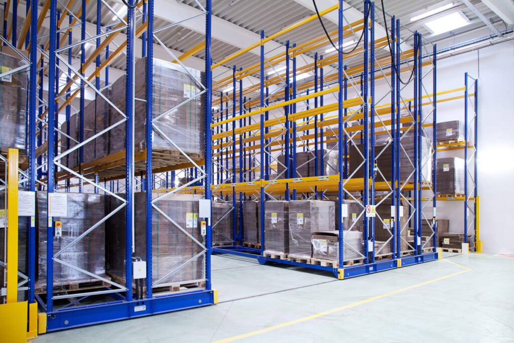 Mobile racking maximizes storage density by reducing aisles and increasing warehouse capacity 
