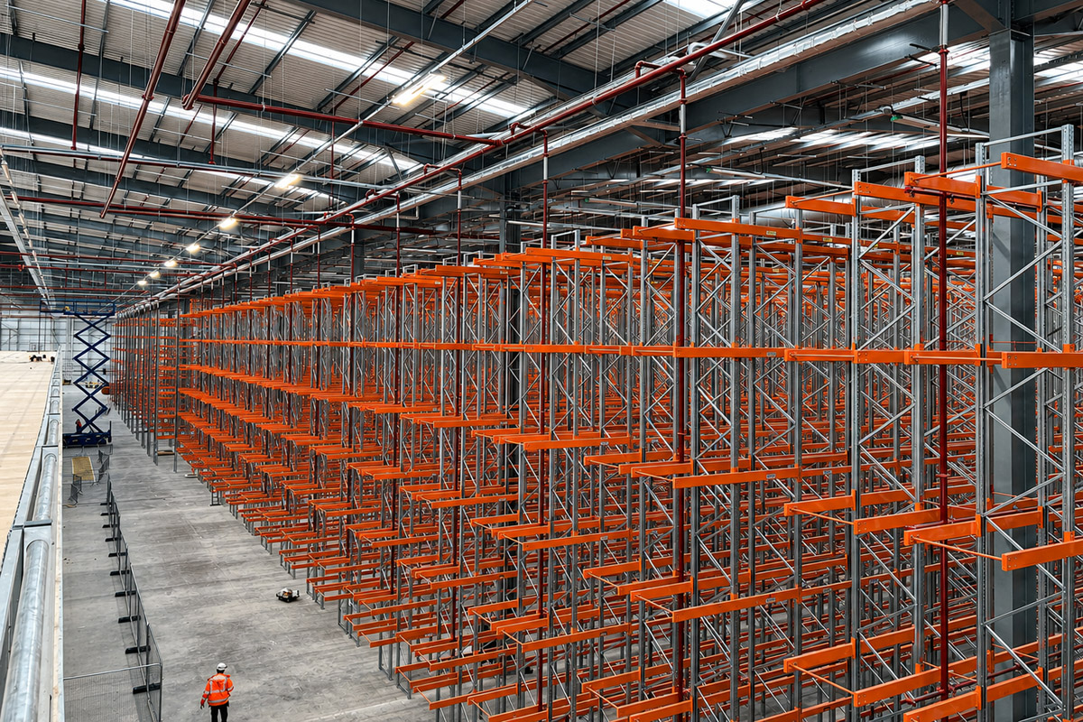 Maximum vertical storage capacity with very narrow aisle