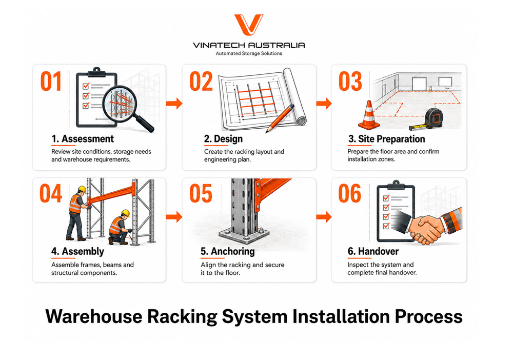 Vinatech's six-step warehouse racking installation process