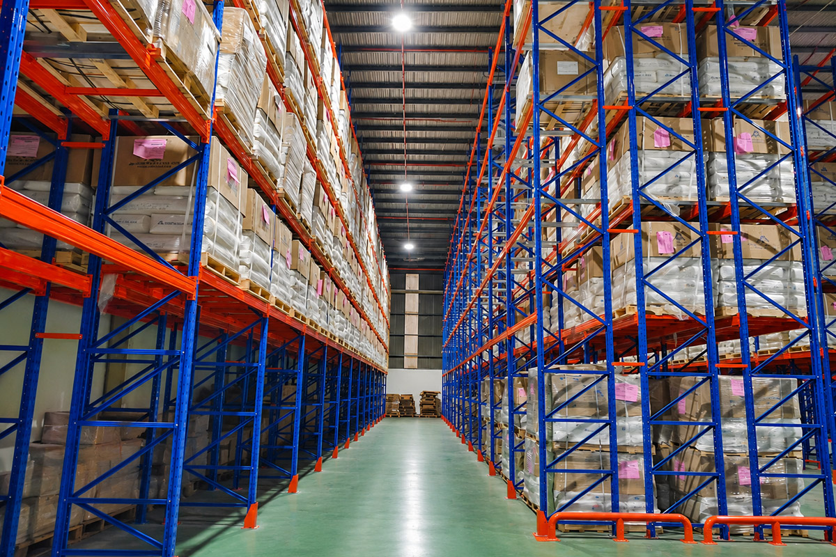Increased storage density with pallets stored two positions deep