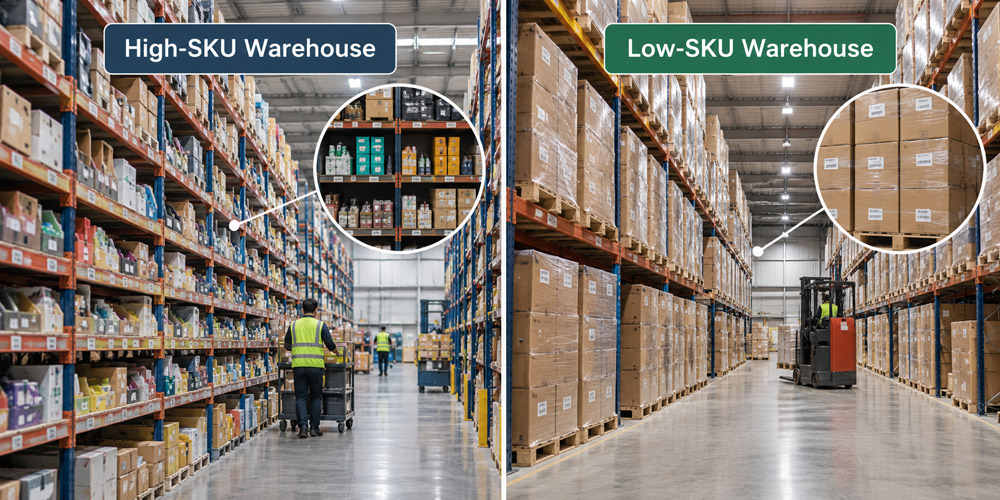 SKU variety influences warehouse layout, storage density and racking selection
